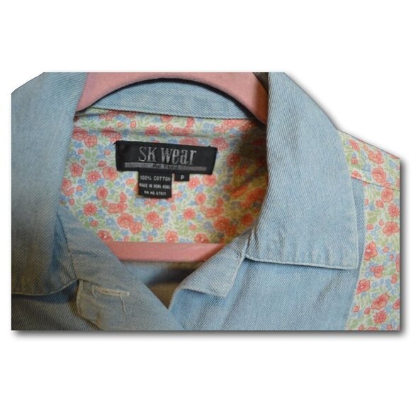 Vintage SK Wear Floral Denim Jacket - Y2K Style Size: P - Picture 3 of 4